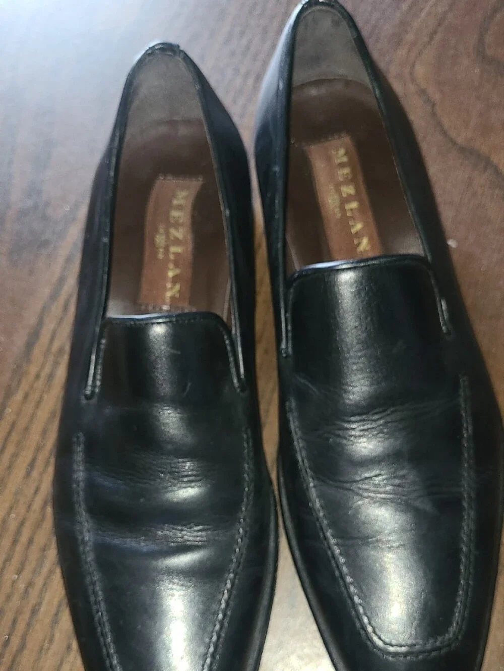 Mezlan Black Leather Slip-On Loafers Size Mens 8m